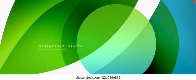 Abstract background with color geometric shapes. Beautiful minimal backdrop with round shapes circles and lines. Geometrical design. Vector illustration