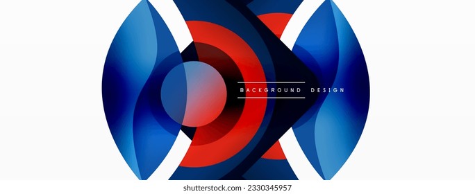 Abstract background with color geometric shapes. Beautiful minimal backdrop with round shapes circles and lines. Geometrical design. Vector illustration