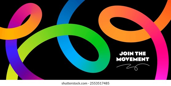 Abstract Background with Color Gradient Line Pattern. 3D Shape Graphic Element. Vector Design with Curve and Spiral Ribbon Waves