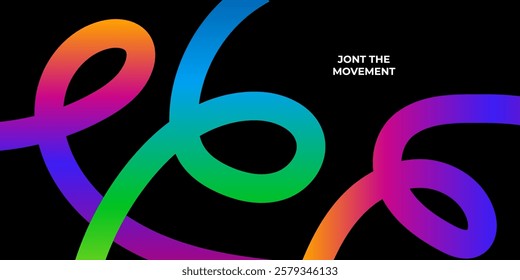 Abstract Background with Color Gradient Line Pattern. Graphic Element. Vector Design with Curve and Spiral Ribbon Waves