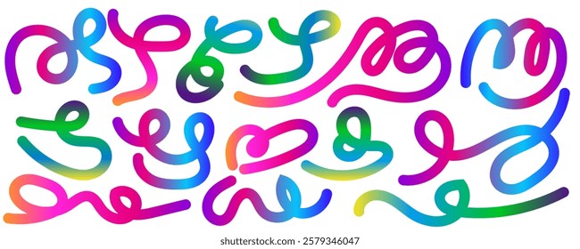 Abstract Background with Color Gradient Lines. Color Swirl Lines with Rainbow Gradient. Vector Wave Shapes for Celebration, Parties and Carnivals Design. Abstract Ribbon Illustration