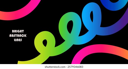 Abstract Background with Color Gradient Lines. Vector Squiggle Graphic Shapes with Wave Pattern. Curve and Fun Design Elements