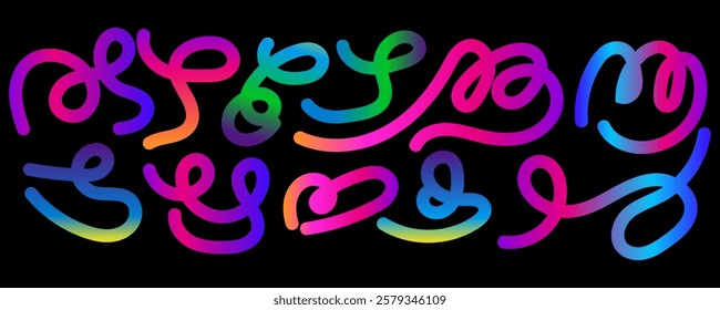 Abstract Background with Color Gradient Lines. Color Swirl Lines with Rainbow Gradient. Vector Wave Shapes for Celebration, Parties and Carnivals Design. Abstract Ribbon Illustration