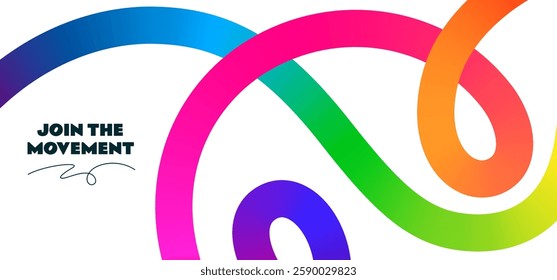 Abstract Background with Color Gradient Shape Pattern. Vector Curve Line Waves. 3D Squiggle Rainbow Ribbons. Geometric Design Elements. Modern Graphic with Gradation