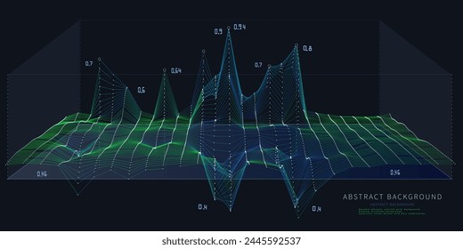 Abstract  background color graph wireframe from circles and noisy lines on dark. Technology wireframe concept  virtual data analytical . Banner for business, science and technology data analytics. Big