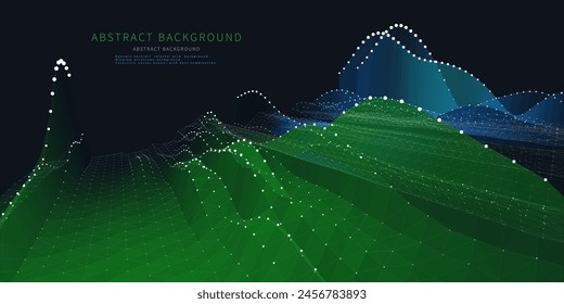 Abstractas fondo gráfico de color de alambre de círculos y líneas ruidosas en la oscuridad. Tecnología wireframe concept análisis de datos virtuales . Anuncio de datos empresariales, científicos y tecnológicos 