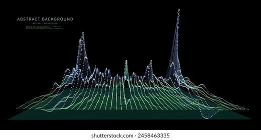 Abstract  background color graph wireframe from circles and noisy lines on dark. Technology wireframe concept  virtual data analytical . Banner for business, science and technology data analytics.