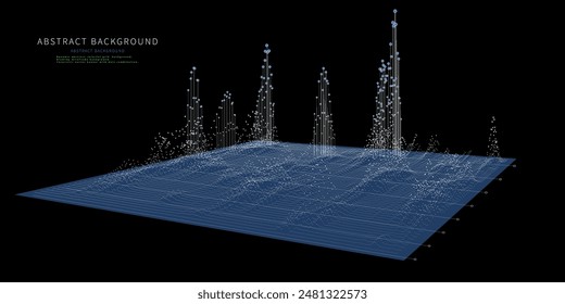 Abstrakte Hintergrundfarbe: Drahtmodell aus Kreisen und rauschenden Linien auf Schwarz. Technologie Wireframe Concept Virtual Data Analytical. Big Data.  Banner für Wirtschaft, Wissenschaft und Technologie.