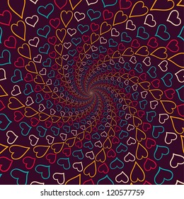 Abstract background with color hearts. Vector illustration