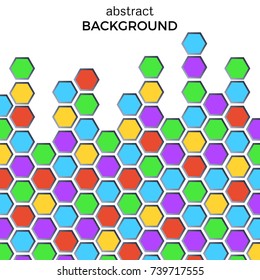 Abstract background with color hexagons elements.  Vector illustration.
