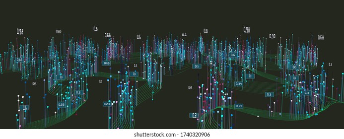 Abstract background with color infographic and data visualization.  Big data.  Futuristic analytical color lines design. Social network or business banner.
