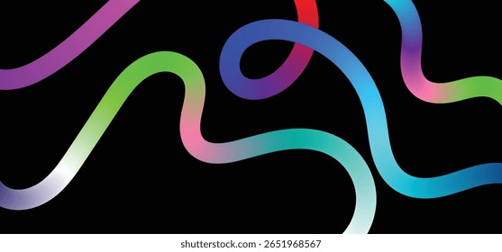 Abstract Background with Color Line Shapes. Geometric Pattern with Squiggle Gradient Elements stock illustration

