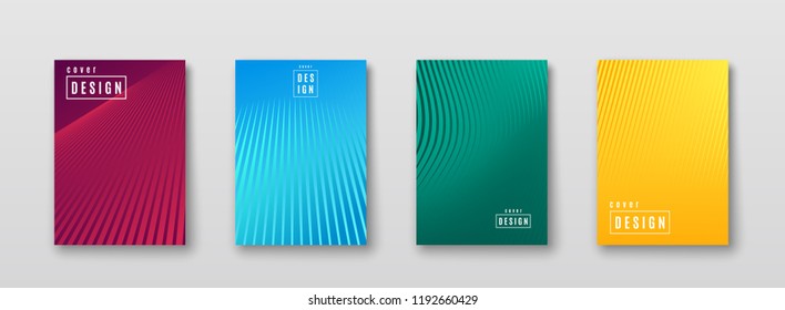 Abstract Background With Color Line Texture. Bright Pattern Poster Design With Stripe. Trend Minimal Geometric Gradient Cover. Blue, Pink, Yellow, Green Placard Template. Vector Illustration