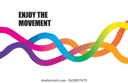 Fondo Abstractas con líneas de color. Formas gráficas con degradado. Patrón de Vector con curvas 3D Rainbow Ribbons. Diseño de póster moderno de la onda
