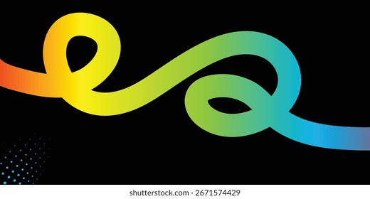 Abstract Background with Color Lines. Graphic Shapes with Gradient. Vector Pattern with Curve 3D Rainbow Ribbon