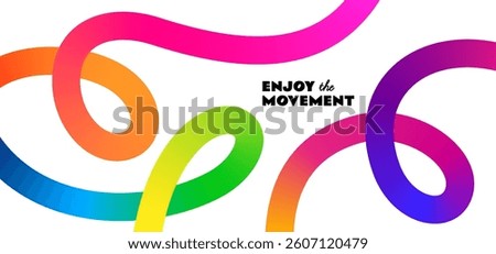 Abstract Background with Color Lines. Graphic Shapes with Gradient. Vector Pattern with Curve 3D Rainbow Ribbons. Wave Modern Poster Design