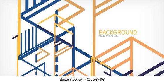 Abstract background. Color lines on white background. Linear abstract composition. Techno or business concept for wallpaper, banner, background, landing page