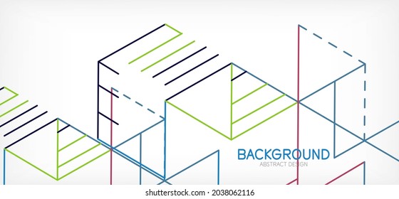 Abstract background. Color lines on white background. Linear abstract composition. Techno or business concept for wallpaper, banner, background, landing page