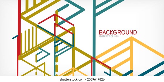 Abstract background. Color lines on white background. Linear abstract composition. Techno or business concept for wallpaper, banner, background, landing page