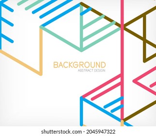 Abstract background. Color lines on white background. Linear abstract composition. Techno or business concept for wallpaper, banner, background, landing page