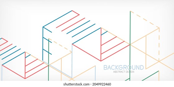 Abstract background. Color lines on white background. Linear abstract composition. Techno or business concept for wallpaper, banner, background, landing page