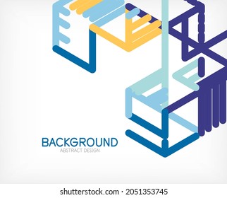 Abstract background. Color lines on white background. Linear abstract composition. Techno or business concept for wallpaper, banner, background, landing page