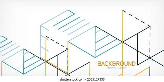 Abstract background. Color lines on white background. Linear abstract composition. Techno or business concept for wallpaper, banner, background, landing page