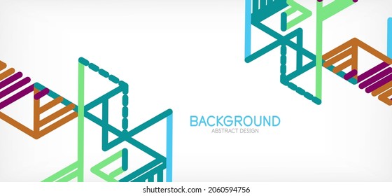 Abstract background. Color lines on white background. Linear abstract composition. Techno or business concept for wallpaper, banner, background, landing page