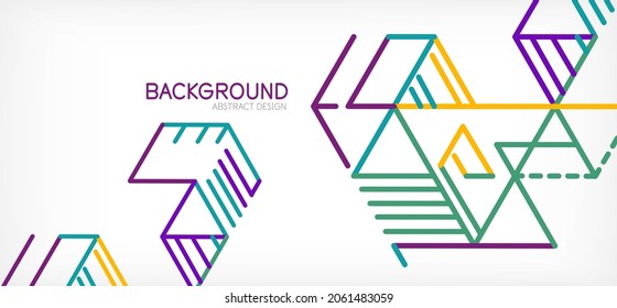 Abstract background. Color lines on white background. Linear abstract composition. Techno or business concept for wallpaper, banner, background, landing page