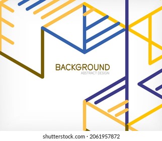 Abstract background. Color lines on white background. Linear abstract composition. Techno or business concept for wallpaper, banner, background, landing page