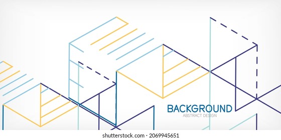 Abstract background. Color lines on white background. Linear abstract composition. Techno or business concept for wallpaper, banner, background, landing page