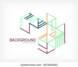 Abstract background. Color lines on white background. Linear abstract composition. Techno or business concept for wallpaper, banner, background, landing page