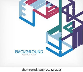 Abstrakter Hintergrund. Farblinien auf weißem Hintergrund. Lineare abstrakte Komposition. Techno- oder Business-Konzept für Bildschirmhintergründe, Banner, Hintergrund, Landing-Page
