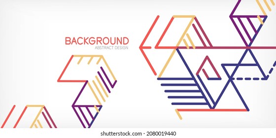 Abstract background. Color lines on white background. Linear abstract composition. Techno or business concept for wallpaper, banner, background, landing page