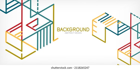 Abstract background. Color lines on white background. Linear abstract composition. Techno or business concept for wallpaper, banner, background, landing page