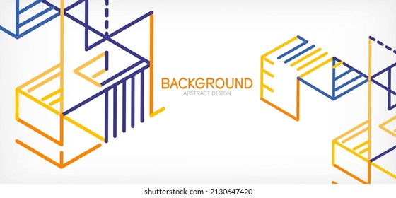 Abstract background. Color lines on white background. Linear abstract composition. Techno or business concept for wallpaper, banner, background, landing page