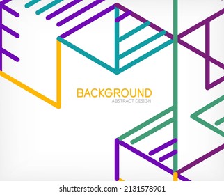 Abstract background. Color lines on white background. Linear abstract composition. Techno or business concept for wallpaper, banner, background, landing page