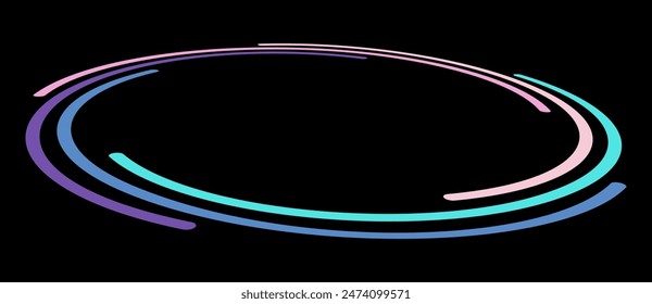 Abstract background with color lines in spiral, perspective view. Art design circle as logo or icon.