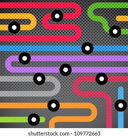 Abstract background of color metro lines with arrows