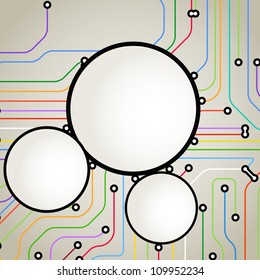 Abstract background of color metro lines with text frame