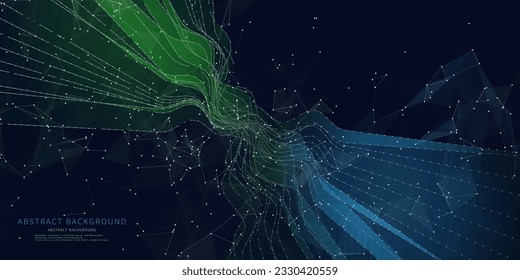Abstract  background color noise  wireframe with white grid on dark. Big Data. Technology concept data grid.  Banner for business, science and technology data analytics. 