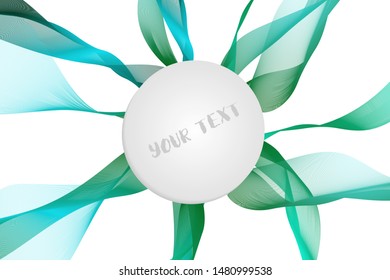 Abstract background with color ribbons, vector waves illustration. 3d rendering of a colorful transparent computer generated cloth. Place for your text. Template design for invitation, poster, card.