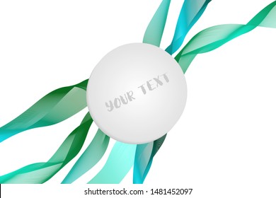 Abstract background with color ribbons, vector waves illustration. 3d rendering of a colorful transparent computer generated cloth. Place for your text. Template design for invitation, poster, card.