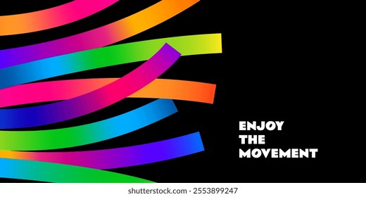 Abstract Background with Color Ribbons. Vector Gradient Lines Pattern. 3D Design Element. Fun Wavy Dynamic Shapes