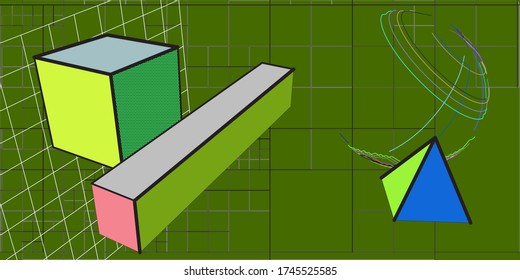 Abstract background with color simple geometries objects. Vector illustration.