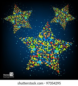 Abstract background with color stars. Vector