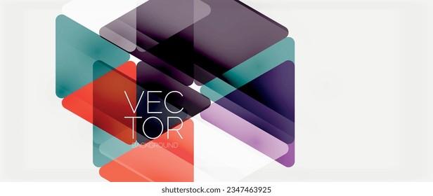 Antecedentes abstractos. Cuadros de colores transparentes en estilo mosaico con líneas de sombra. Diseño para encabezados de sitios web, publicaciones en medios sociales, presentaciones de arte digital, elementos de marca, fondos de pantalla