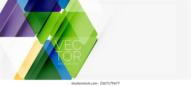 Antecedentes abstractos. Cuadros de colores transparentes en estilo mosaico con líneas de sombra. Diseño para encabezados de sitios web, publicaciones en medios sociales, presentaciones de arte digital, elementos de marca, fondos de pantalla