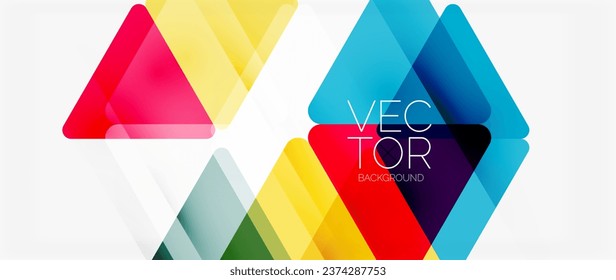 Abstract background. Color transparent triangles in mosaic style with shadow lines. Design for website headers, social media posts, digital art displays, presentations, branding elements, wallpapers