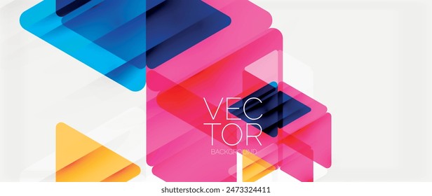 Abstract background. Color transparent triangles in mosaic style with shadow lines. Design for website headers, social media posts, digital art displays, presentations, branding elements, wallpapers